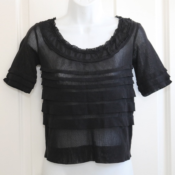 Anthropologie Tops - Anthropologie Sheer Mesh Black Blouse Top Small